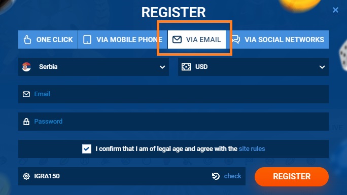 registro de correo electrónico