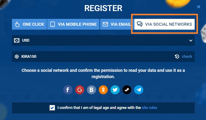 registro en redes sociales